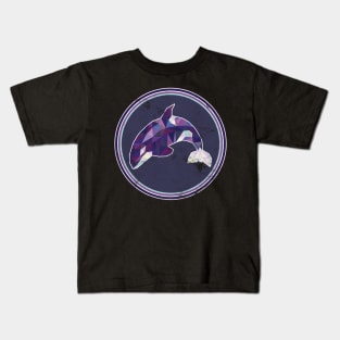 Orca Distressed Shirt: Cute Colorful Art Killer Whale Kids T-Shirt